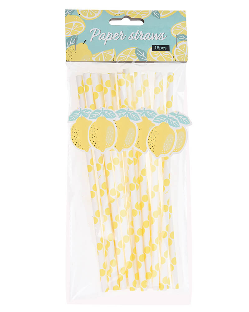 Image of Party Collection Paper Straw Lemon